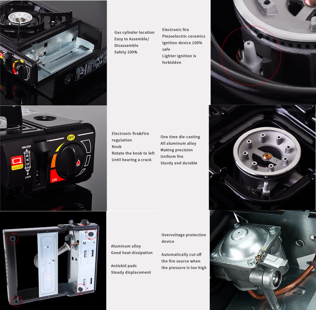 Fornello a gas da campeggio portatile con valigetta 2200 W temperatura regolabile