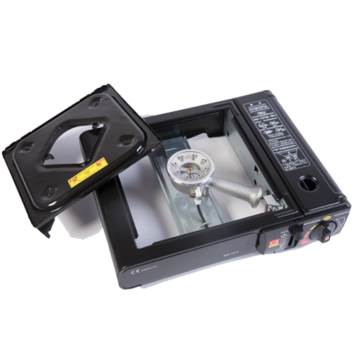 Fornello a gas da campeggio portatile con valigetta 2200 W temperatura regolabile