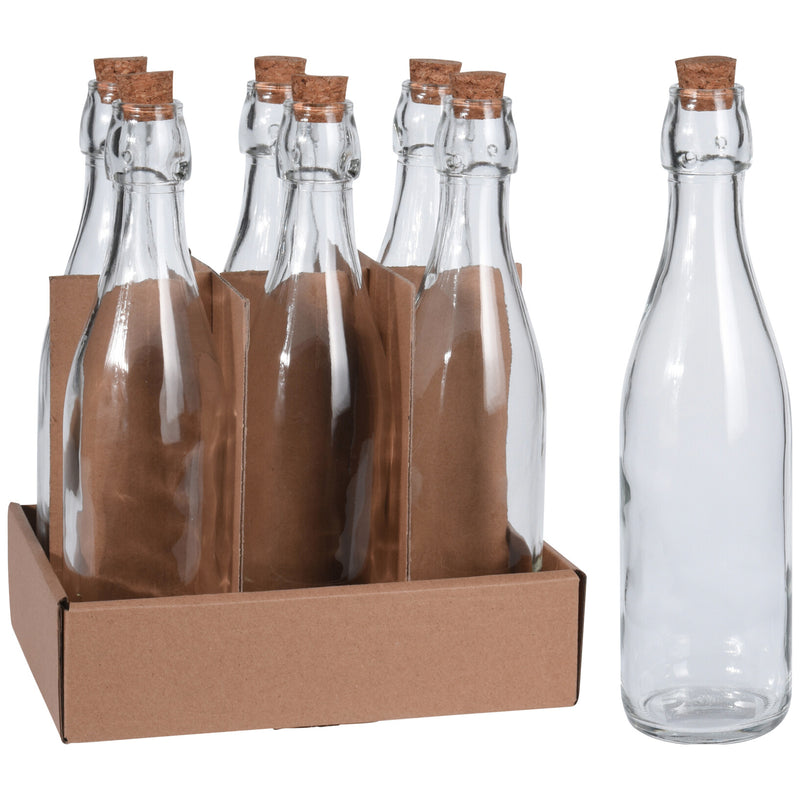 Bottiglia in vetro per conservazioni con imboccatura a tappo di sughero set da 6