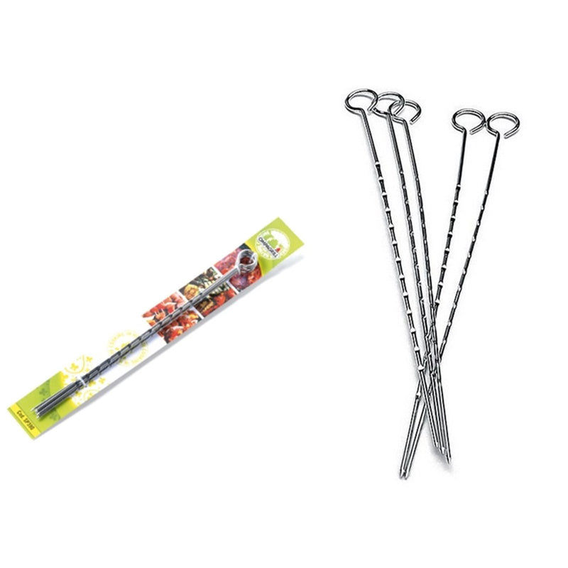 Accessori da barbecue set completo con pinza spazzola spatola forchettone spiedini in acciaio Inox