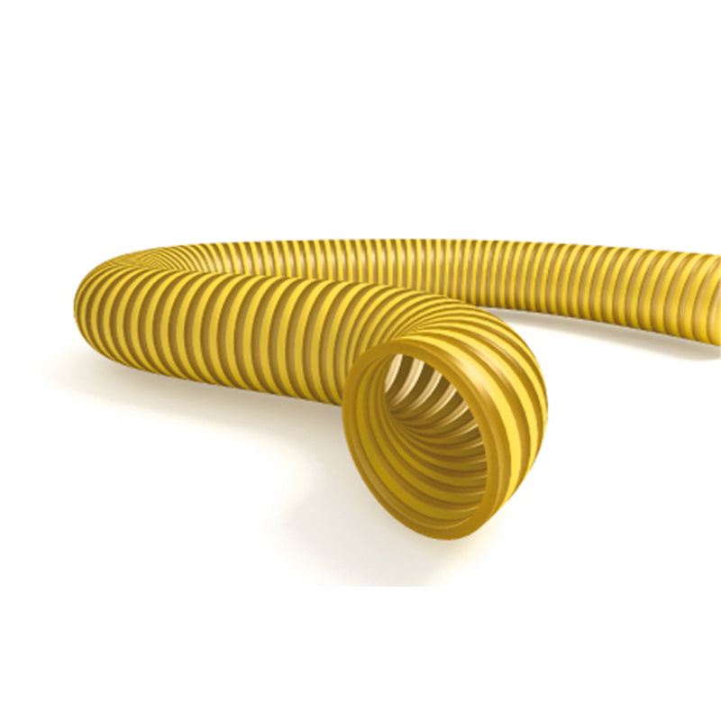 Tubo spiralato atossico per motopompa con spirale di rinforzo giallo per liquidi alimentari antiurto