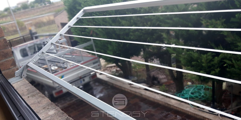 Stendibiancheria richiudibile per muretto, stendino per balconi in muratura alluminio anodizzato antiruggine