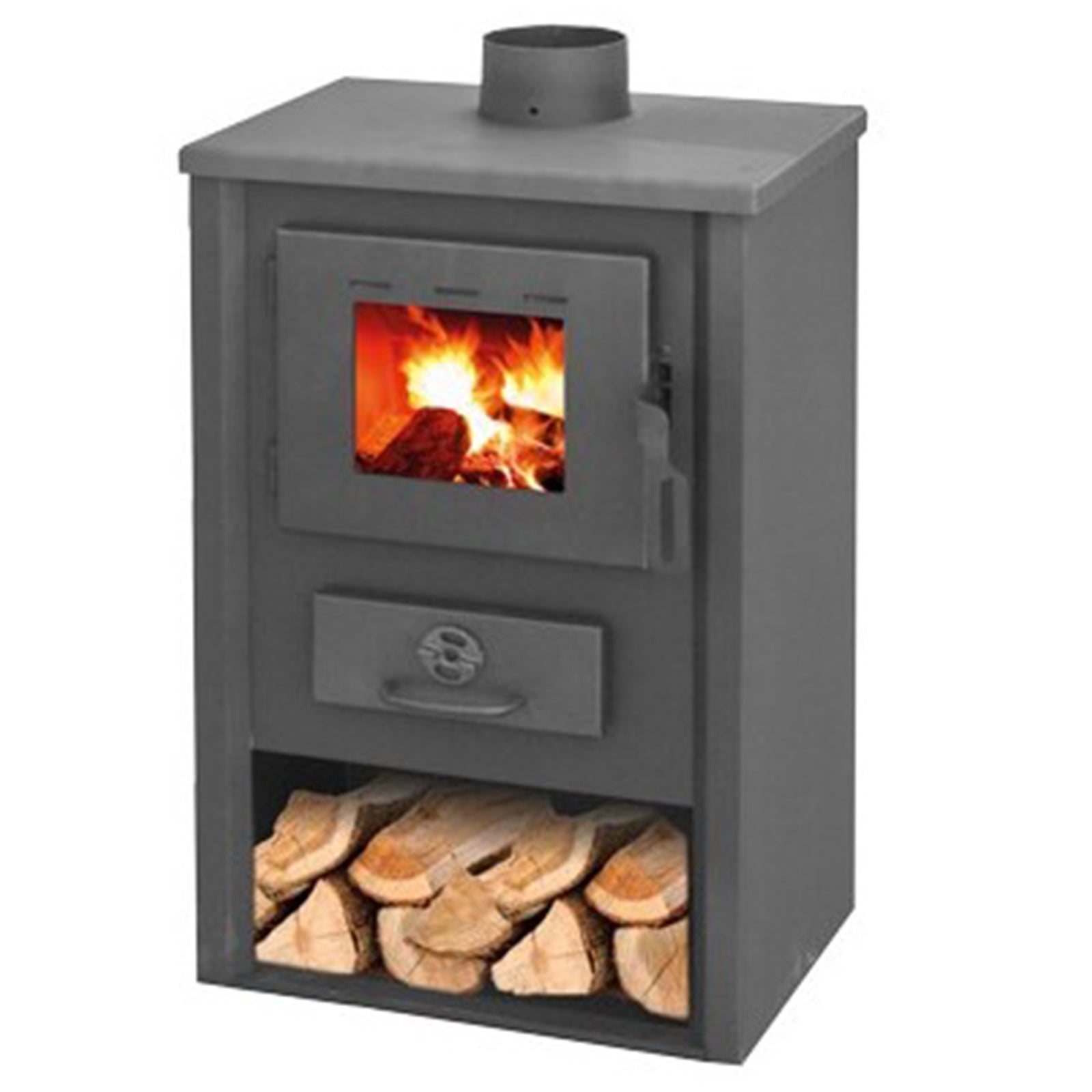 Stufa a legna "Koine" 7 kW in acciaio verniciato caminetto h 77 cm